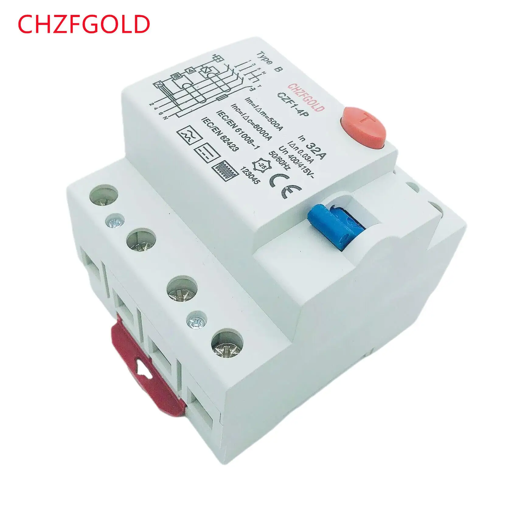 CHZFGOLD MCB for Household ConstructionHotSale ELCB RCD Solar Photovoltaic Power Isolator CZK6 RCCB 7-4P 16A-100A 100AResidual