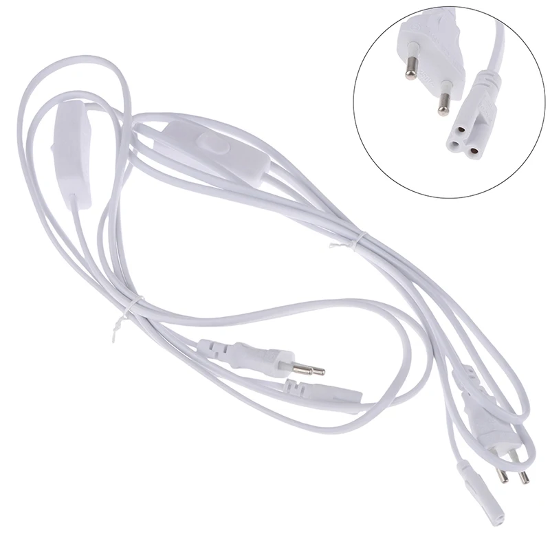 1.8m Power Cord Cables EU Plug Switch Cable For T5 LED Tube T8 Charging Wire Connection