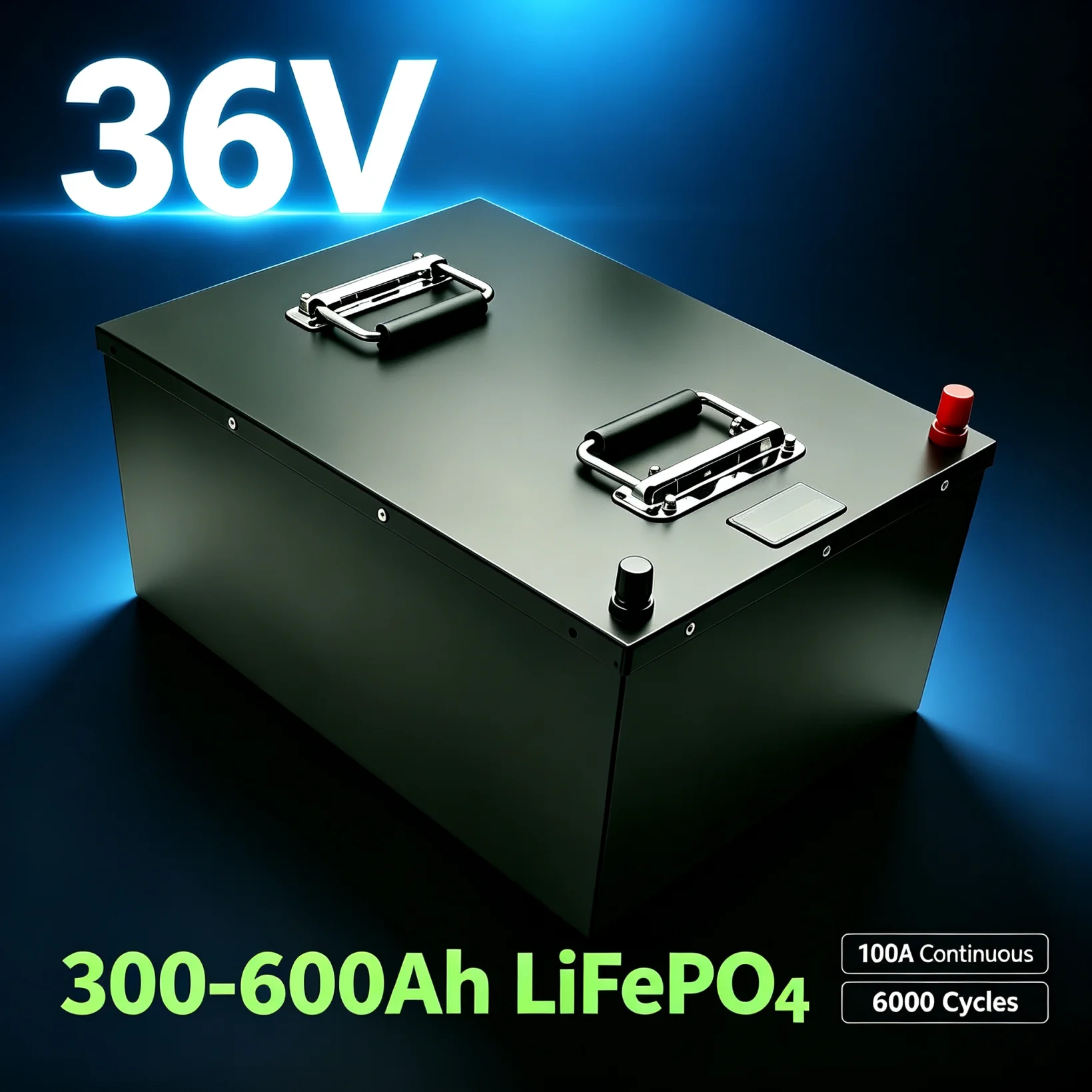 36V 300‑600Ah LiFePO4 Battery 100A Smart BMS 6000 Deep Cycles For Golf Cart EV RV Solar Off‑Grid System