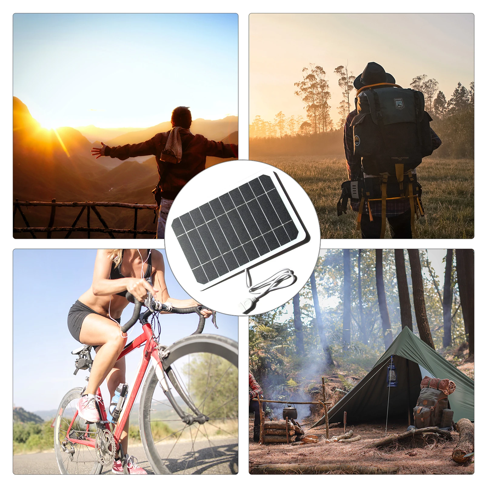 5W 5V Small Solar Panel with USB DIY Monocrystalline Silicon Solar Cell Waterproof Camping Portable Power Solar Panel