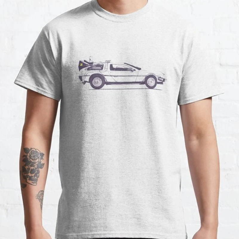 Delorean Fashon 100% Cotton Short Sleeve T-shirt For Men Casual Quality Printing Unisex Oversize Aesthetic Clothing Tee Shirts