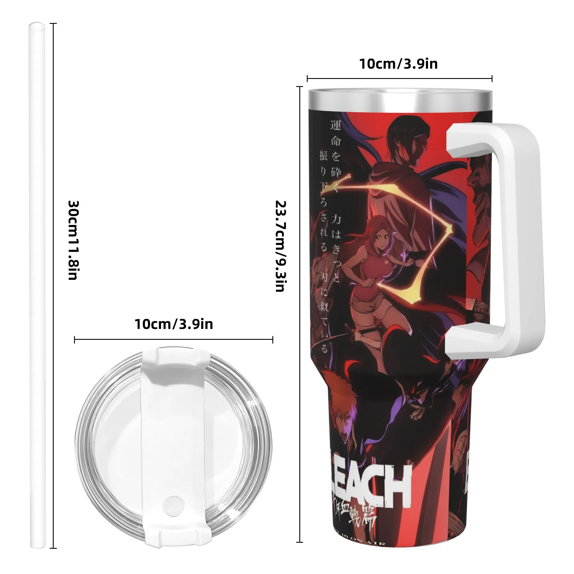 بليتش أنيمي برمجة بهلوان المشروبات الساخنة زجاجة ماء مانعة للتسرب الفولاذ المقاوم للصدأ كوب حراري الرسم القيادة أكواب السيارة #4