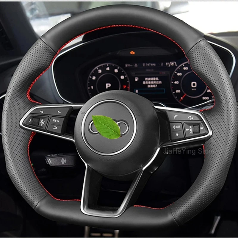 

For Audi TT 2008-2023 Interior Hand-sewn Non-slip Durable Leather Car Steering Wheel Cover Modified Auto Accessories