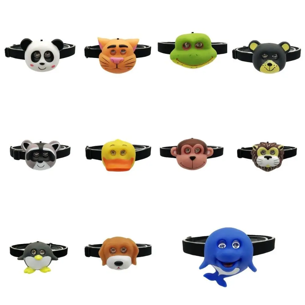 

Portable Cartoon Animal Headlamp Toy Cute Lightweight Kids Headlight Elastic Brightest Headband Light Reading