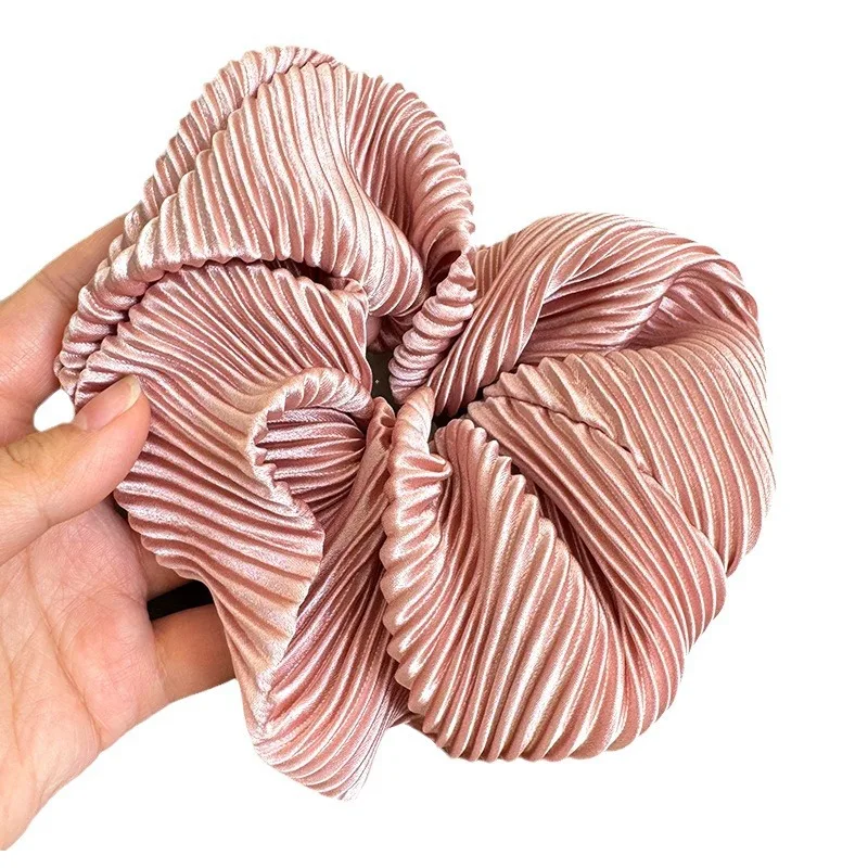 Silky Cream Glossy Large Hair Scrunchies Vintage Gentle Solid Color Hair Band Headband for Women Girls Elegant Elastic Hair Rope