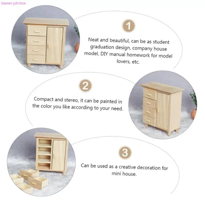 Tủ lưu trữ mini D0JC với 4 ngăn kéo hoàn hảo cho các phụ kiện búp bê