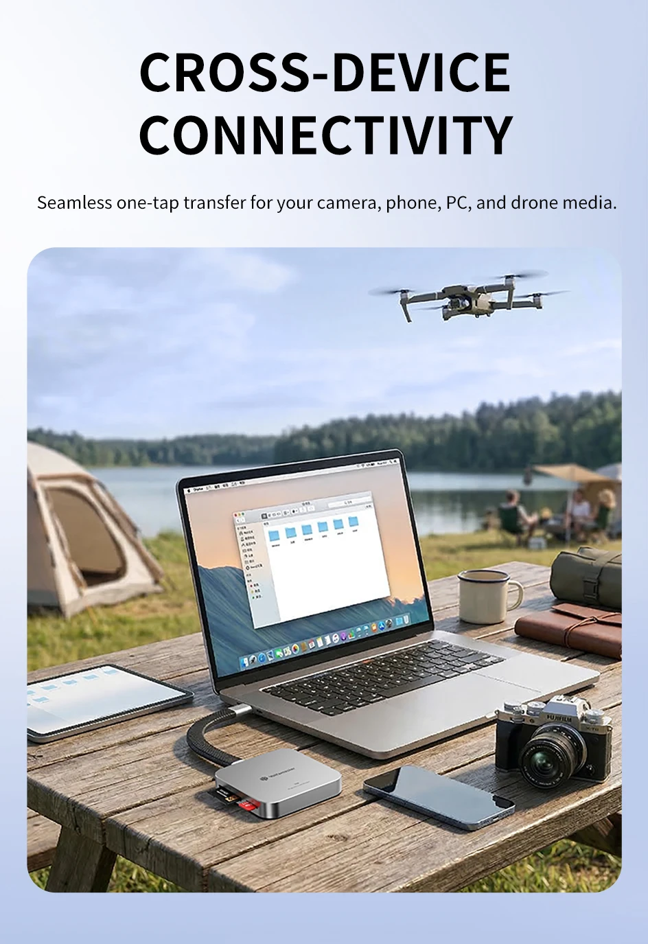 Yottamaster 3,5mm Audio Dual-Slot SD/TF Adapter Metallgehäuse Magnetischer Kartenleser PD100W Multi-Port USB Typ-C Hub 5Gbps Erweiterung – Detail 6