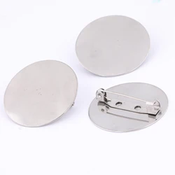 10pcs stainless steel 30mm circle pad brooch base blanks pins diy bezel settings for broches jewelry making supplies