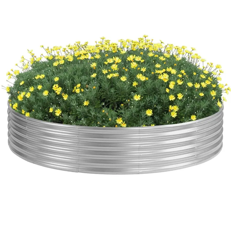 

Круглая оцинкованная приподнятая грядка 5x5x1 футов для улицы, большой металлический контейнер для овощей, прочная приподнятая грядка для сада