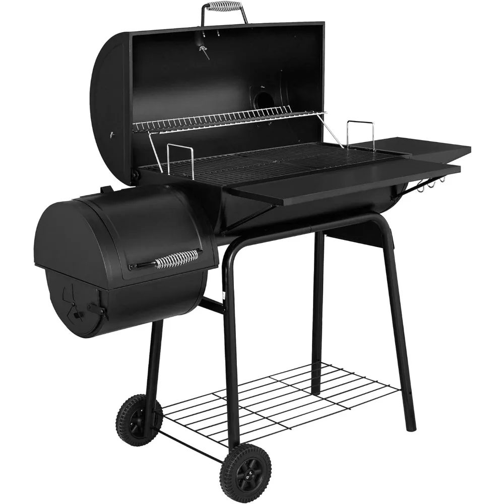 

Charcoal Grill Offset Smoker with Cover, Black, Outdoor Camping, Ample Space Bbq Grill Outdoor Portable Grill, Free Shipping