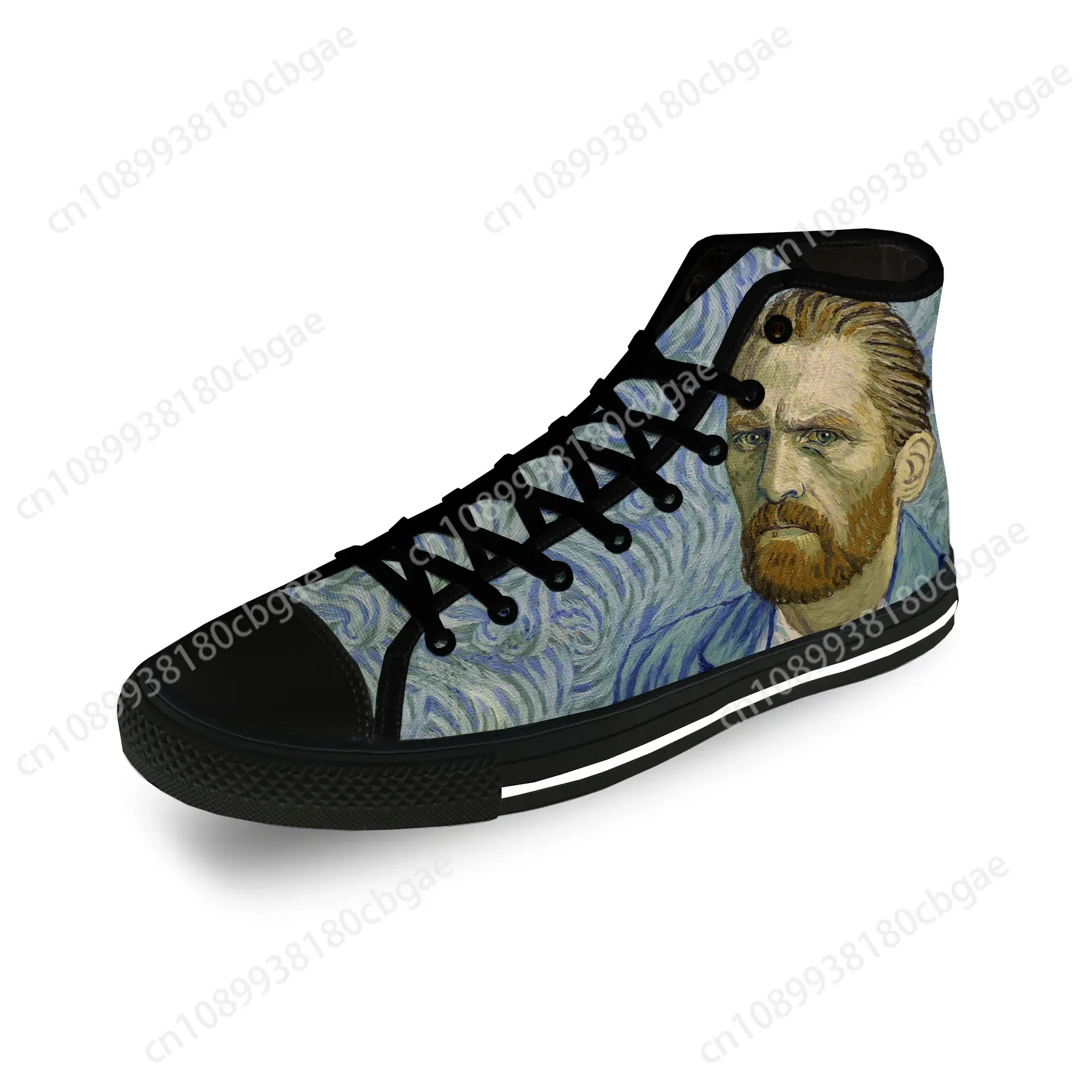 Van Gogh Oil Painting Aesthetic Starry Night Casual 3D Print High Top Canvas Shoes Men Women Lightweight Breathable Sneakers