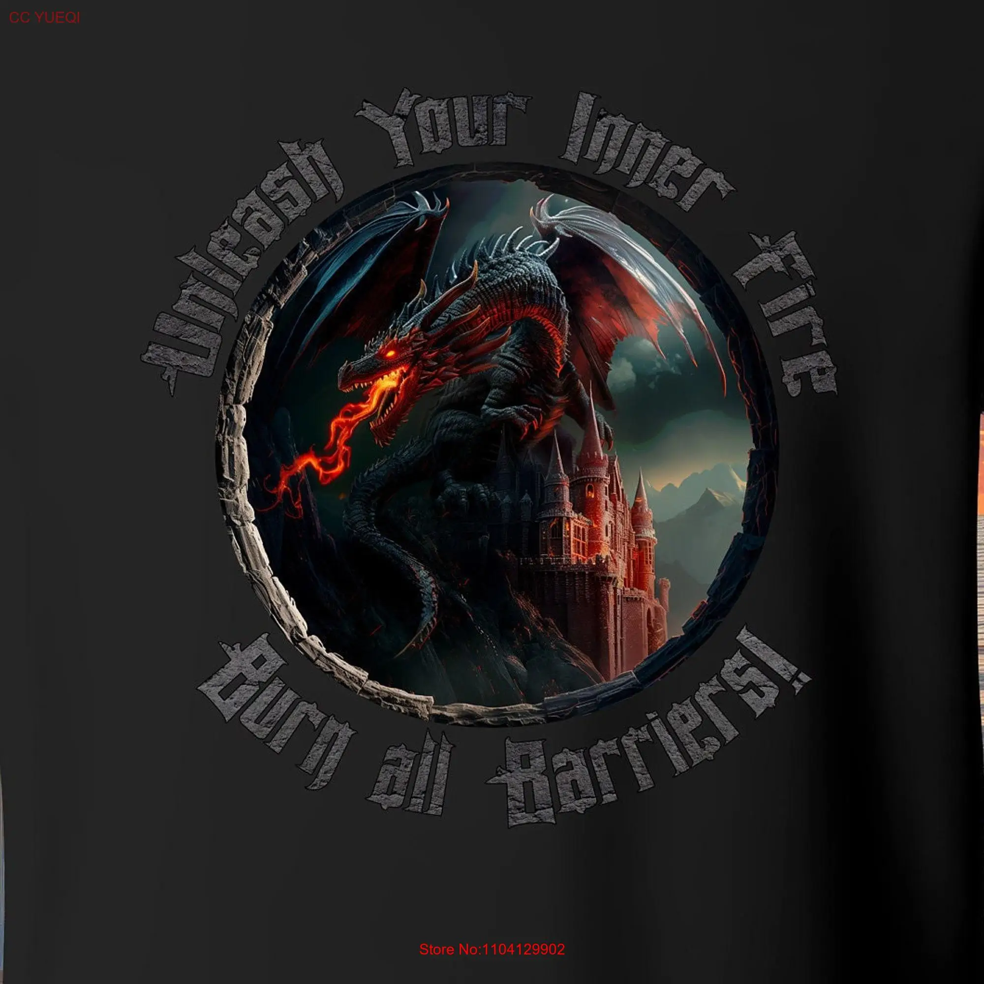 Dragon Fantasy T Shirt Unleash Your Inner Fire Burn All Barriers Retro Goth Aesthetic Inspirational Motivational