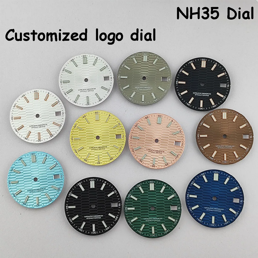 NH35 watch dial NH35 dial blue green luminescent compatible with NH35 movement NH35 case inlaid with watch accessories