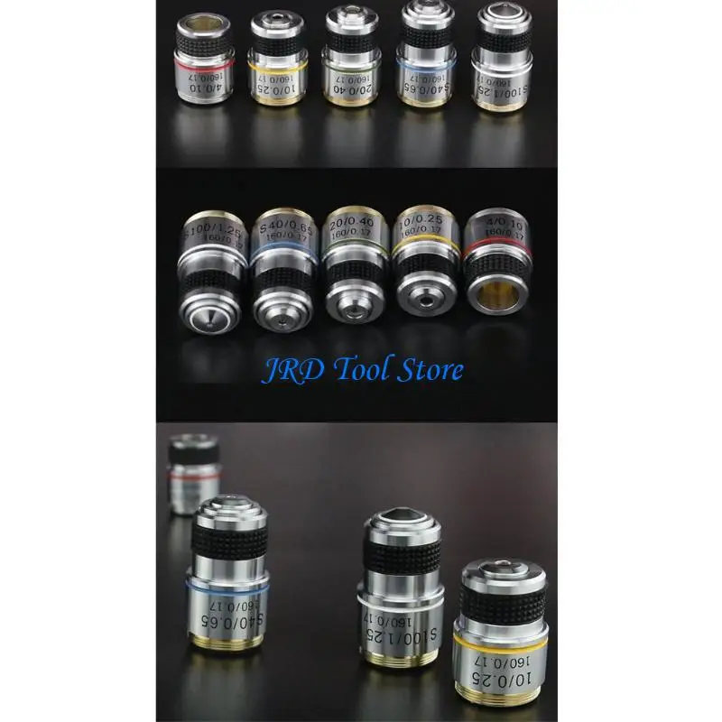 A2UD consommables laboratoire 4X 10X 40X 100X lentille d'objectif Microscope objectif achromatique pièces Microscope