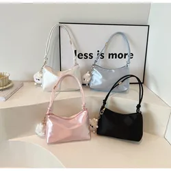 Fashion Elegant Shoulder Bag Satin Underarm Bag Large Capacity Smooth Cloth Tote Bag Leisure Shoulder Bag