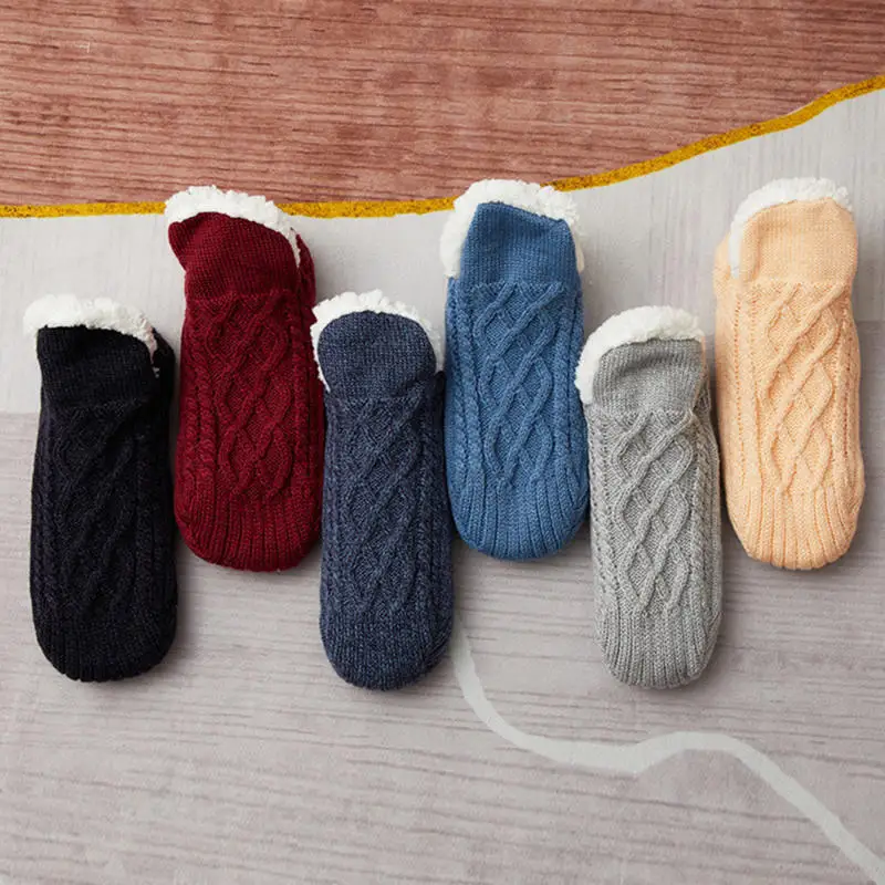 Thermal Slipper Socks for Men Women Winter Warm Short Thickened Non Slip Grip Home Sleeping Soft Floor Socks view 3