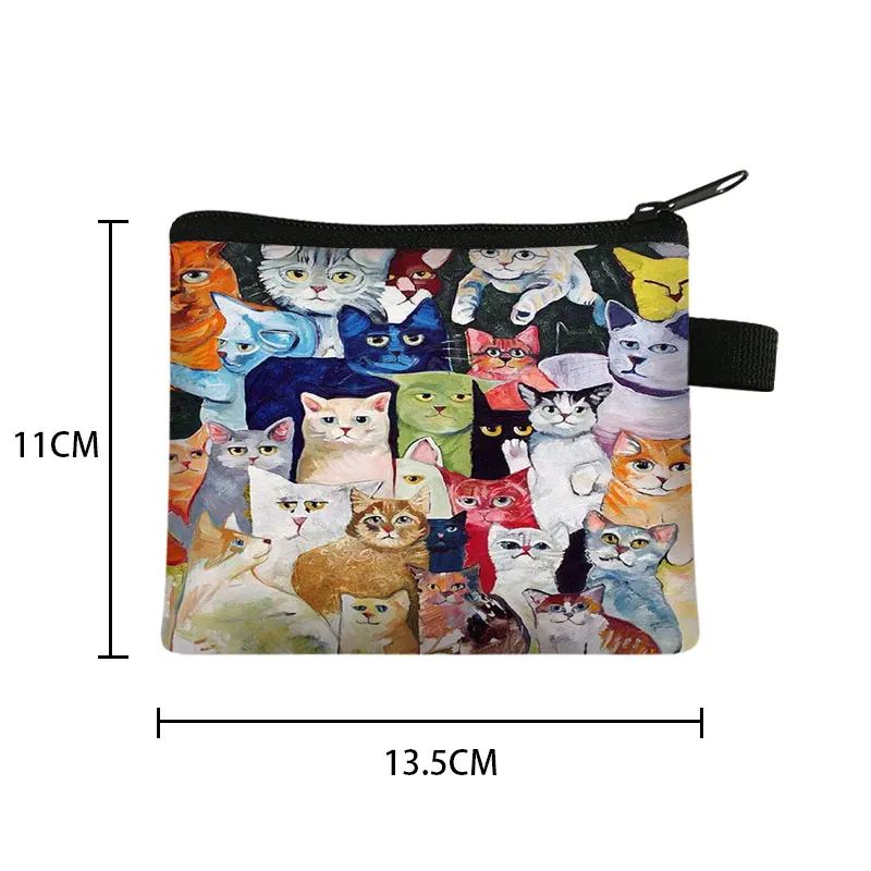 Niedliche Katze drucken Mini Münze Brieftasche Tasche Karten halter ID Kredit halter Tasche Frauen Mädchen Kinder Geldbörsen Kosmetik tasche Münz