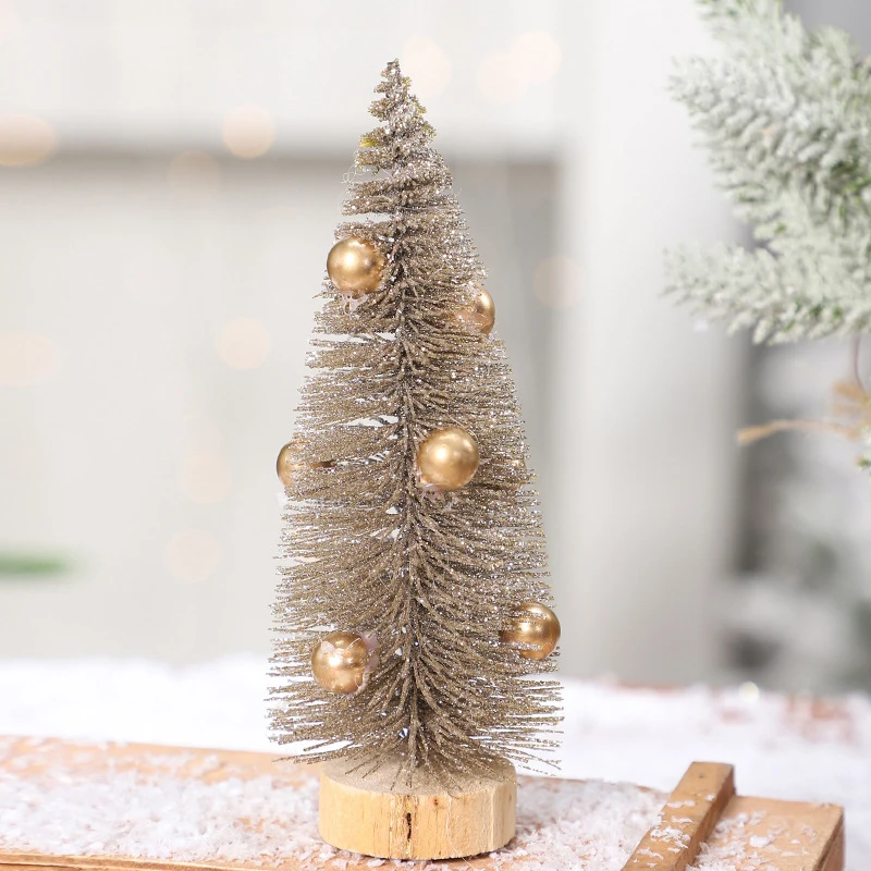 Agulha de pinho em pó mini árvore de natal neve geada pequeno pinheiro diy artesanato decoração de mesa enfeites de natal