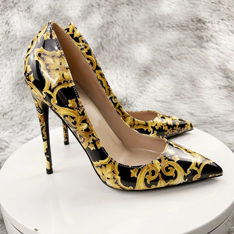 NoEnName_Null Black Graffiti Colorful Women Pumps Sexy Women High Heels Wedding Party Women Shoes Stilettos Accept Customized