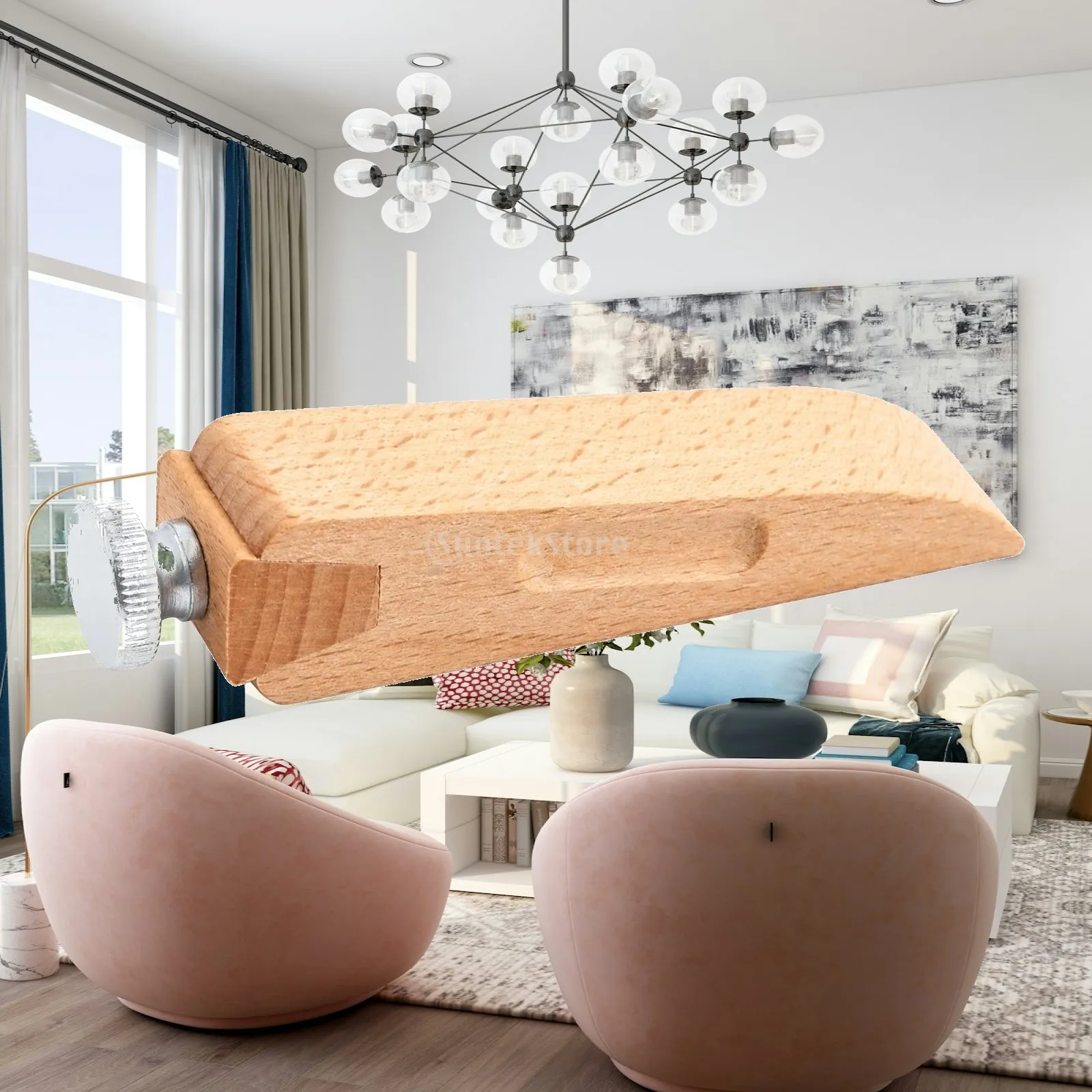 Abrasive Sanding Block Adjustable Wooden Hand Sander with Metal Twist Knob for Precision Craft Work Surface Refinement