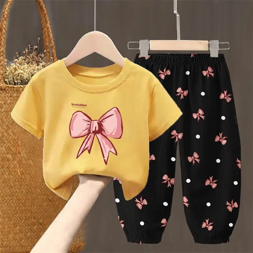 Summer Sets Children\'s Clothing Girls Kids Toddler Clothes Cute Fashion T-shirt Top Pants 2PCS Baby Girl Clothes