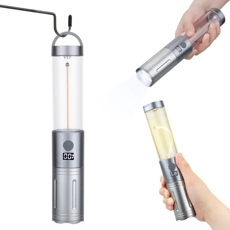 

2 in 1 Rechargeable Lanterns and Flashlights with 6 Modes, Portable Outdoor LED Telescopic Torches and Tungsten Light, Camping