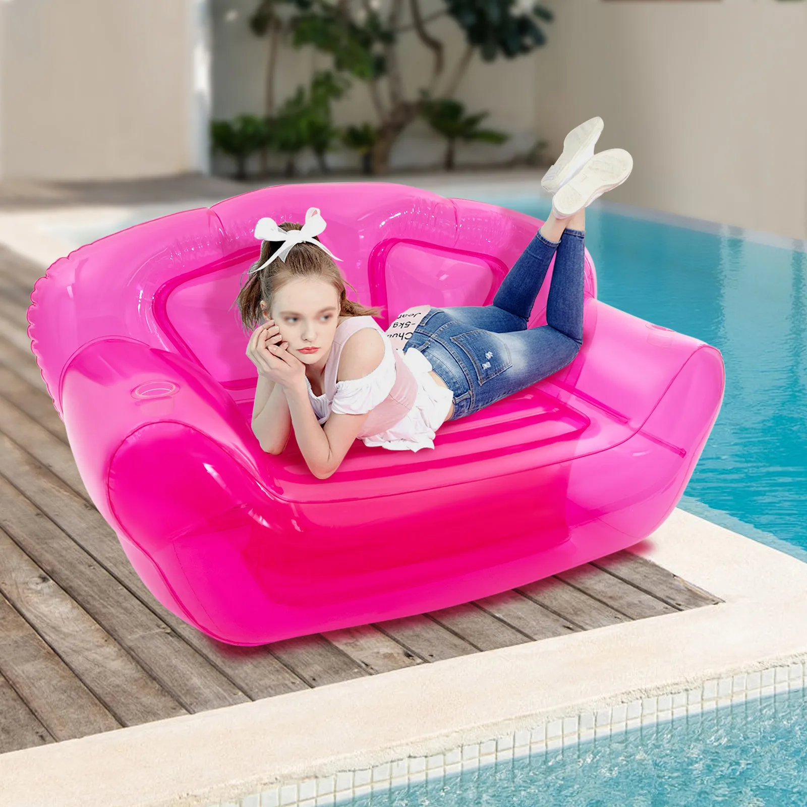Asiento de sofá inflable transparente, silla inflable portátil para Patio, sofá de aire, muebles inflables para acampar