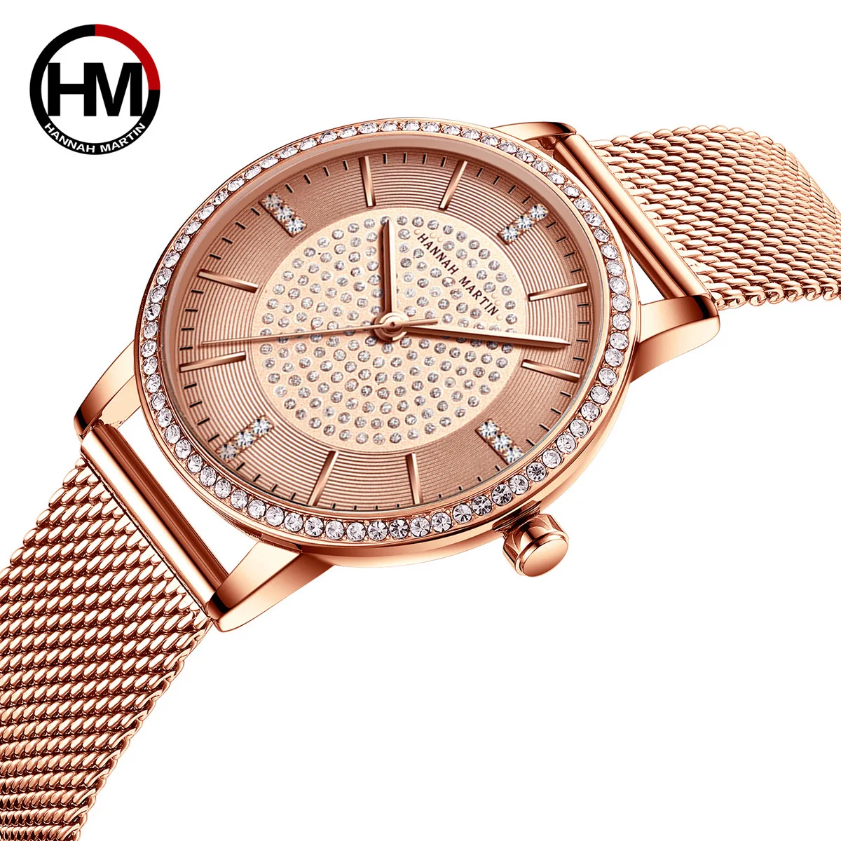 

Hannah Martin 1074 Luxury Brand Hot Item Women's Quartz Watch Fashionable Diamond Inlaid Design Stainless Steel Watch for Woman