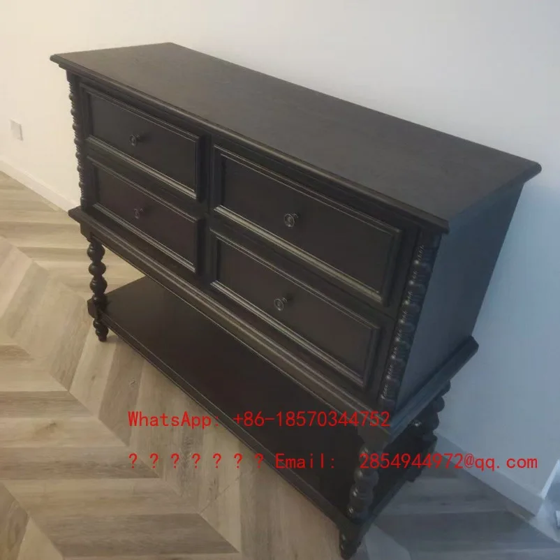 American Retro Solid Wood Chest of Drawers Vintage Hallway Console Table Entryway Storage Cabinet for Living Room Bedroom view 2