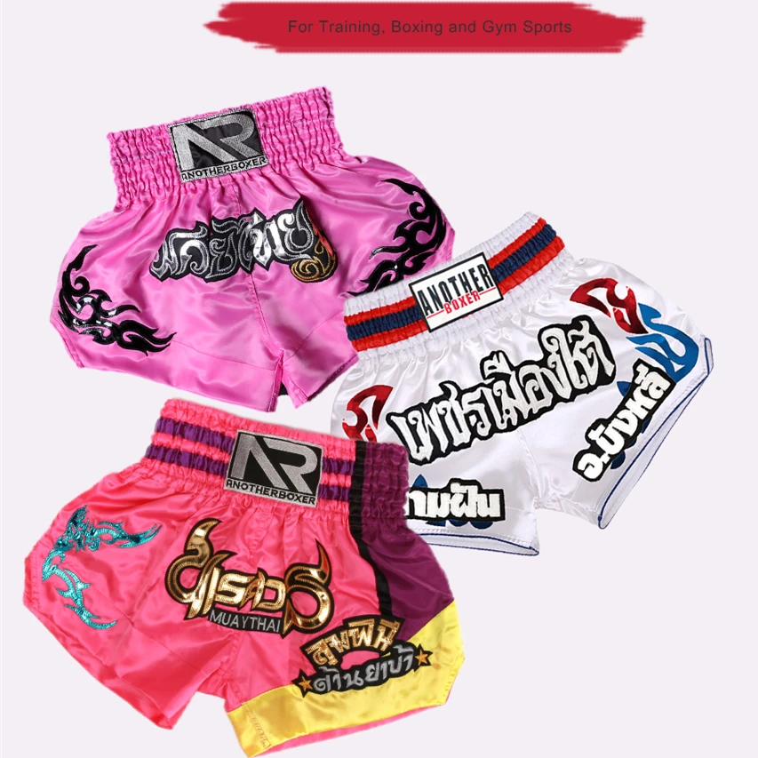ANOTHERBOXER Pantaloncini da boxe Muay Thai - Pantaloncini da boxe corti Kickboxing per uomo e donna Pantaloni da palestra - Pantaloncini MMA per bambini ﻿