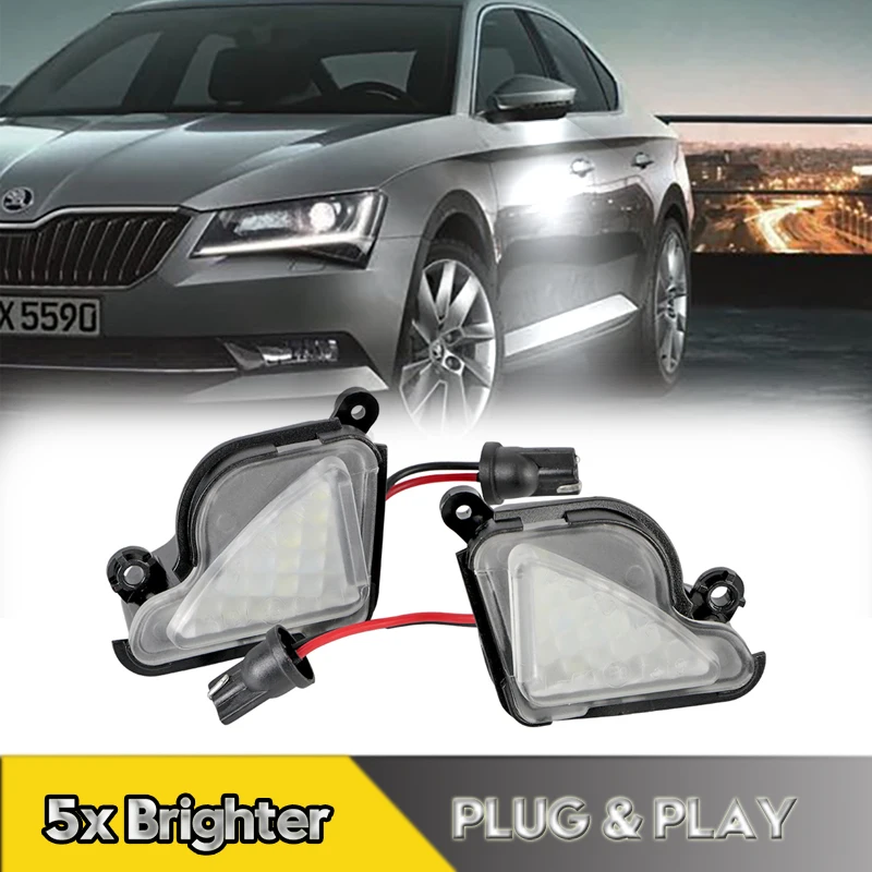 

2x For Skoda Octavia Superb 2 3 MK2 MK3 1Z 5E B6 B8 Scout LED Under Side Mirror Lights Puddle Welcome Lamps Canbus OEM#3T0945292