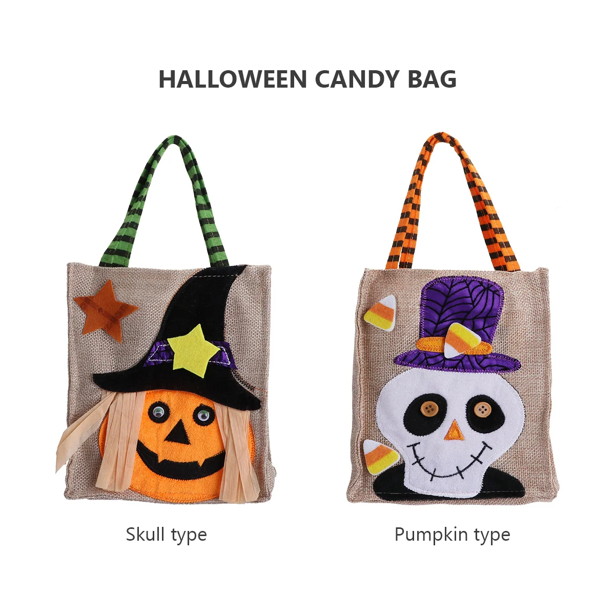 

2pcs Halloween Candy Bags Large Capacity Gift Pouch For Party Favors Treats Storage Tote Bag Halloween Party Supply