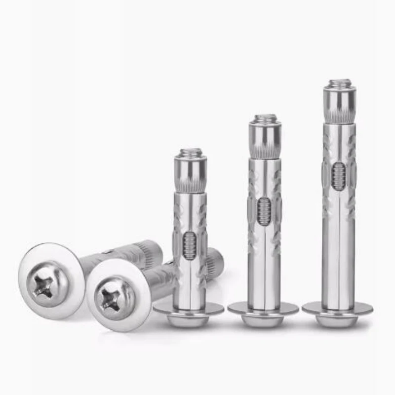 2-10pcs M6 M8 M10 304 Stainless Steel Phillips Cross Round Head Expansion Screw Built in Type Concrete Anchor Bolt