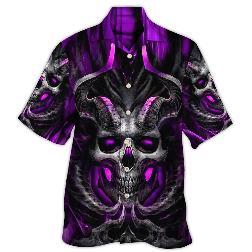 Skull Terror Summer Beach Shirt For Men's Casual Hd 3d Printing Short Sleeve Hawaiian Imported Clothing Graphics Streetwear