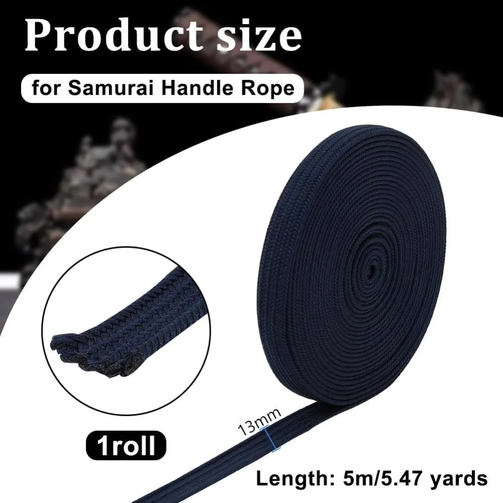 5.5 ヤード/5 メートルダークブルー伊藤サゲオラッピングコード幅 0.5 インチシルクコットンブレンド剣ハンドルコードつかまきサゲオラッピングコード
