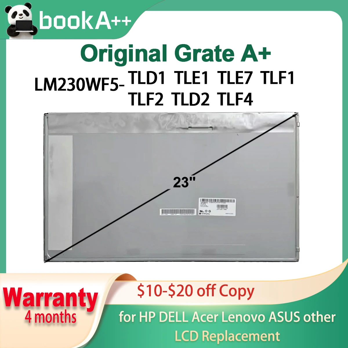 

Original Monitor LM230WF5 TLD1 TLE1 TLE7 TLF1 TLF2 TLD2 TLF4 23 inch IPS 30Pins Aio FHD Lcd Screen Replacement