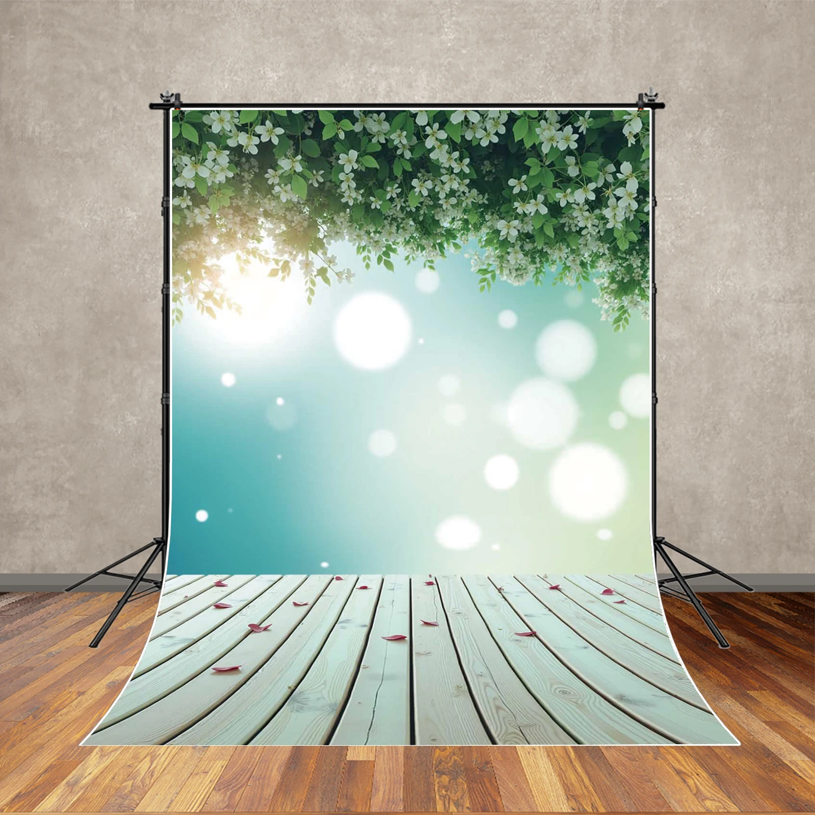 MOON.QG حديقة العشب الأزهار خلفية خشبية استحمام الطفل خلفية التصوير خلفية الذكرى إكسسوارات الحائط المنزلية