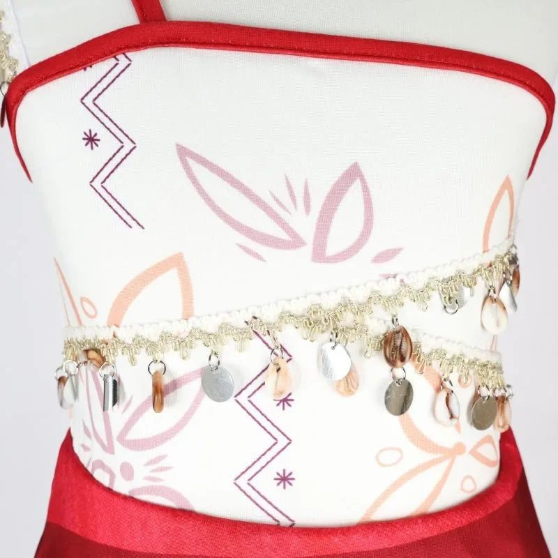 FC6Movie Cosplay Moana Princess Dress Girl Cosplay Vaiana Single Shoulder Costume Halloween Vestido Kid Birthday Ball Gown @FC8！