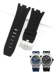 Durable Waterproof Sweat-Proof Comfortable Rubber Silicone WatchStrap for Ap Aibi Royal Oak 15703 Offshore Series 28mm Watchband