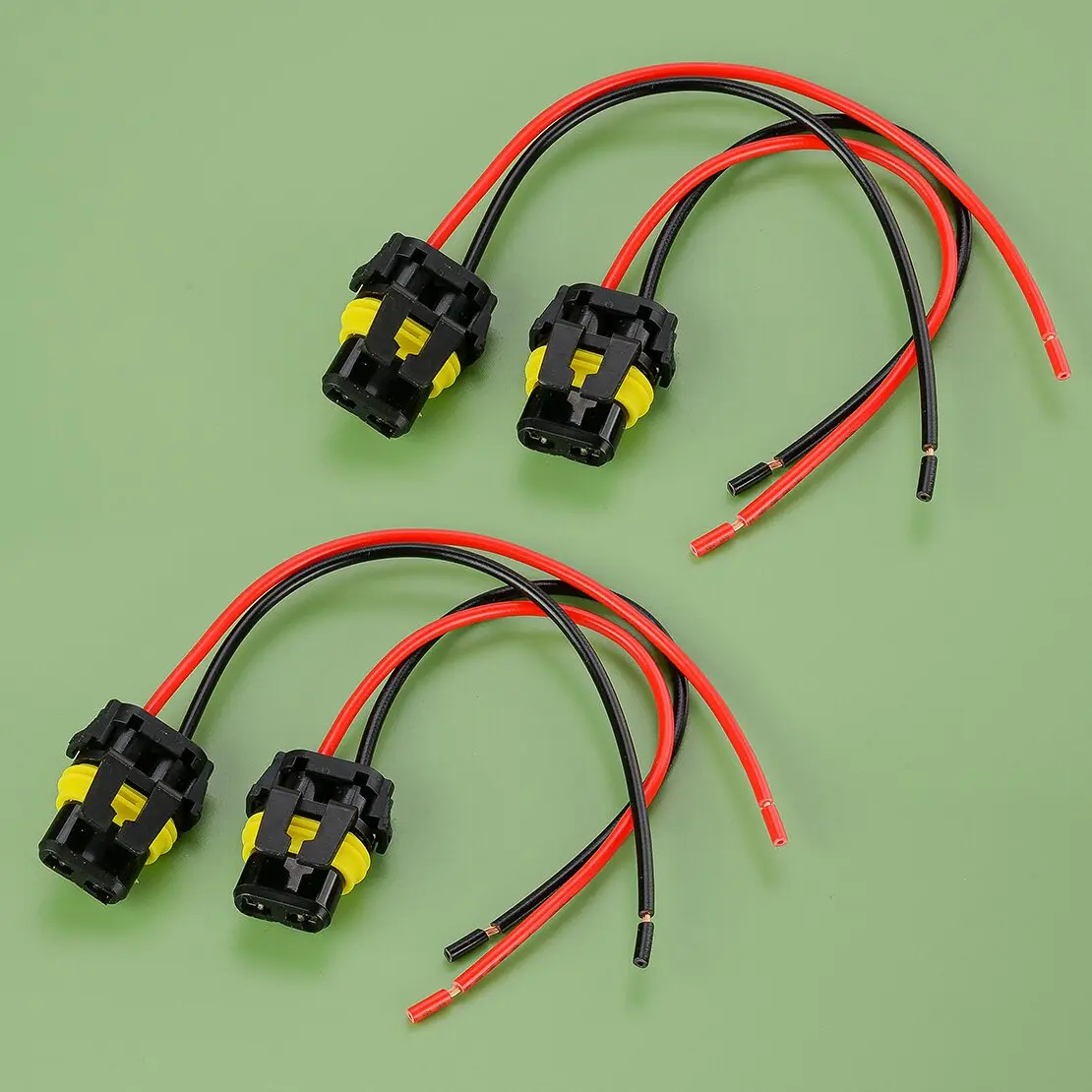 

4Pcs Car 9012 HIR2 Head Light Lamp Bulb Connector Wire Wiring Harness Plug Pigtail 12V fit for Universal