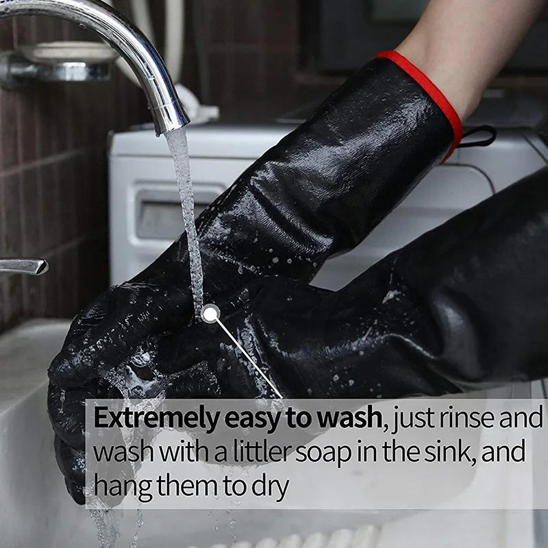 High Heat Gloves Griller Insulated Cooking Gloves for Barbecue/Grill/Smoker/Oven Mitt/Baking, Waterproof 17Inch Long Sleeve TQ