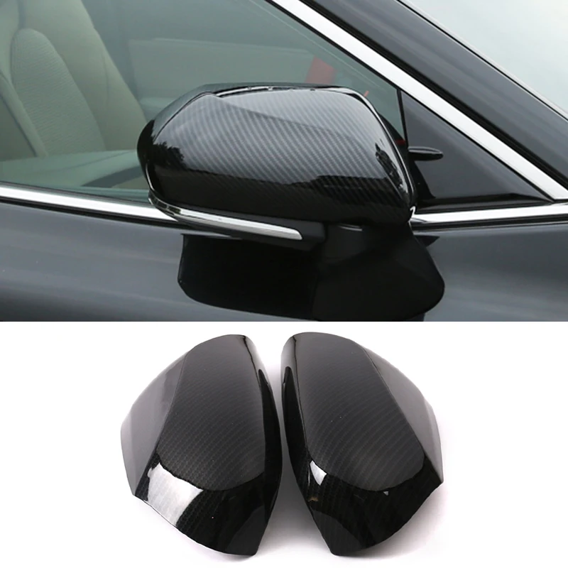 ABS Carbon Look Car Side Mirror Covers Caps For Toyota Camry LE SE XLE XSE 2018-2021 Rearview Mirror Covers Add On Gloss Black