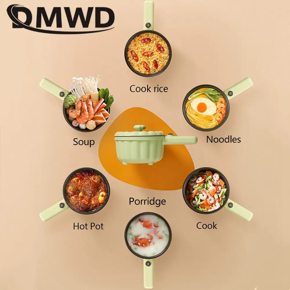 DMWD Cơm Điện 2L Cháo Mì Súp Nấu Máy Ăn Sáng Máy Làm Mini Skillet Multicooker Lẩu Chảo Chiên