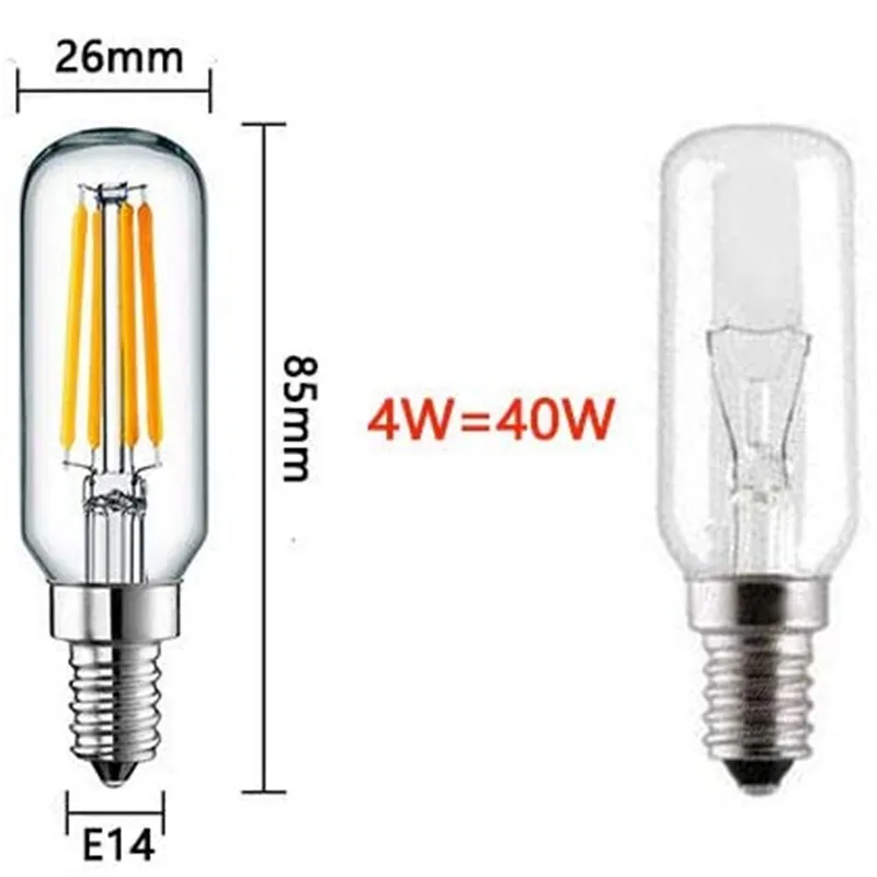 Extractor de luz blanca cálida, bombilla de ventilador E14, tornillo pequeño, reemplazo de lámpara halógena de 20/40/60W, 2/4/6w, T25, E14, 220v, 2