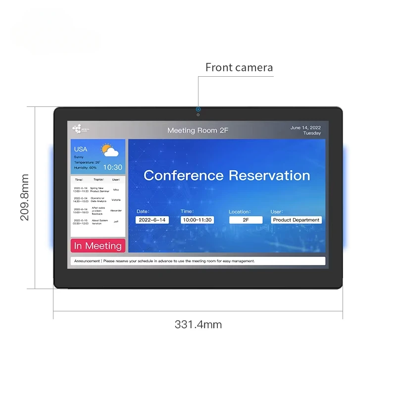 2024 New Product BT 4.2 WIFI NFC Wall Mount Conference Booking Device LCD Video Wall Displays Android Tablet