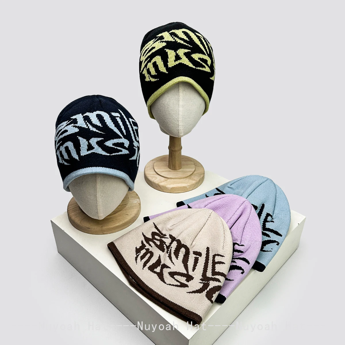 

New Men Women Personal Jacquard Letters Knitted Hats Color Block Warm American Street Fashion Beanies Outdoor Versatile Casual