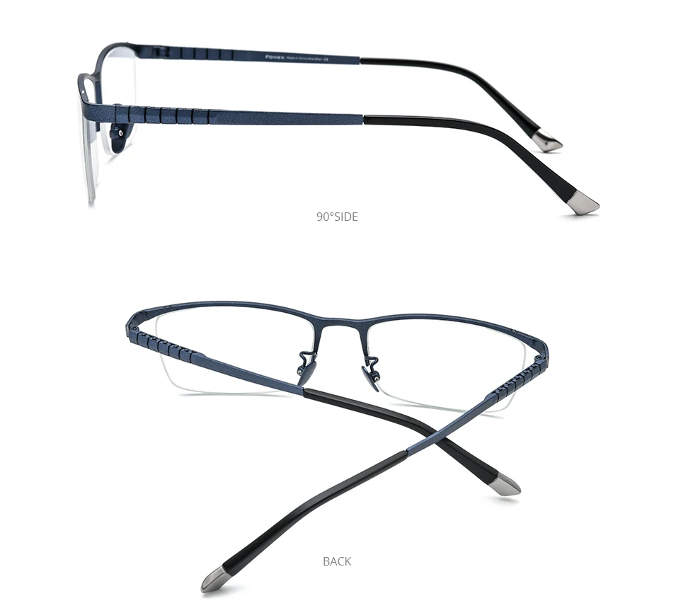 FONEX Brillengestell aus reinem Titan für Herren, neues Markendesign, quadratische Brillen, halbrandhalbrandlose japanische ultraleichte Brillen 85640 – Detail 8