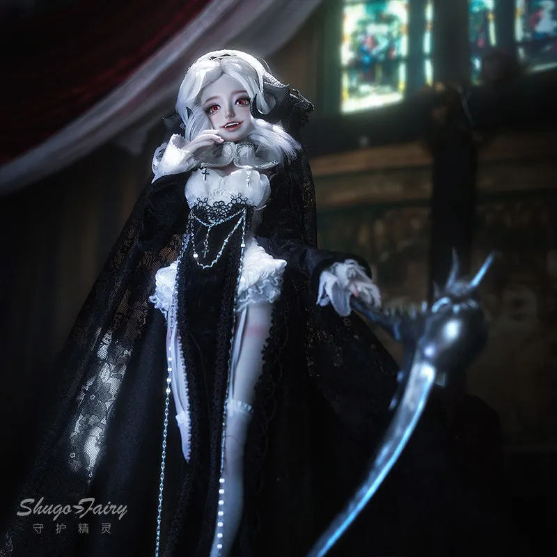 Shugo Fairy Authentische 1/4-Skala Weibliche BJD-Puppe Handbemalte Teufelshörner im Nonnen-Stil Kugelgelenk-Sammelpuppe für Sammler