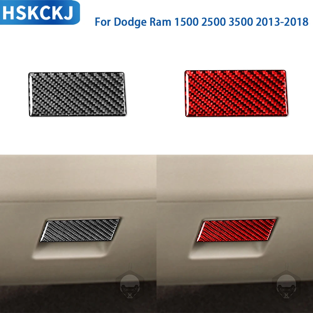 

For Dodge Ram 1500 2500 3500 2013-2018 Accessories Real Soft Carbon Fiber Interior Storage Box Handle Panel Cover Trim Sticker