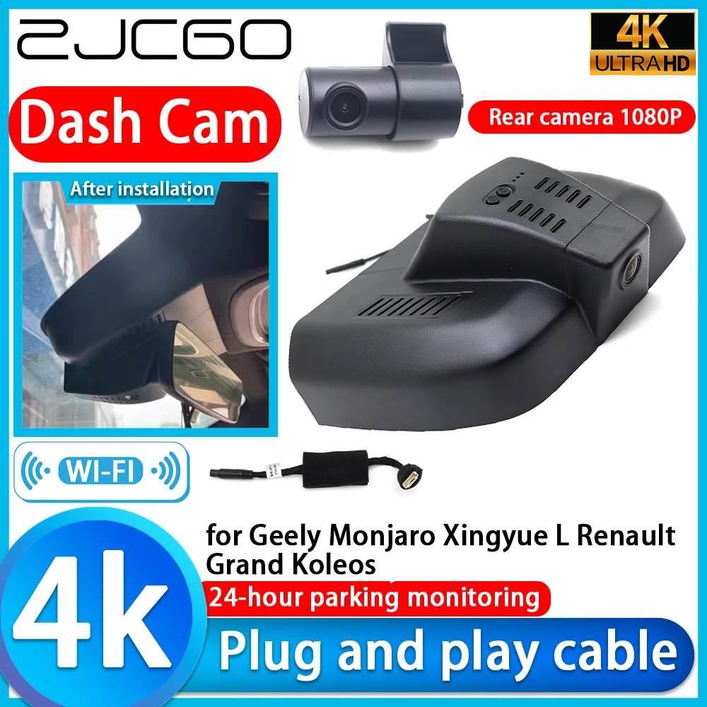 ZJCGO for Geely Monjaro Xingyue L Renault Grand Koleos 4K DVR Dash Cam Car Camera UHD 2160P Lens 24h Monitor Video Recorder